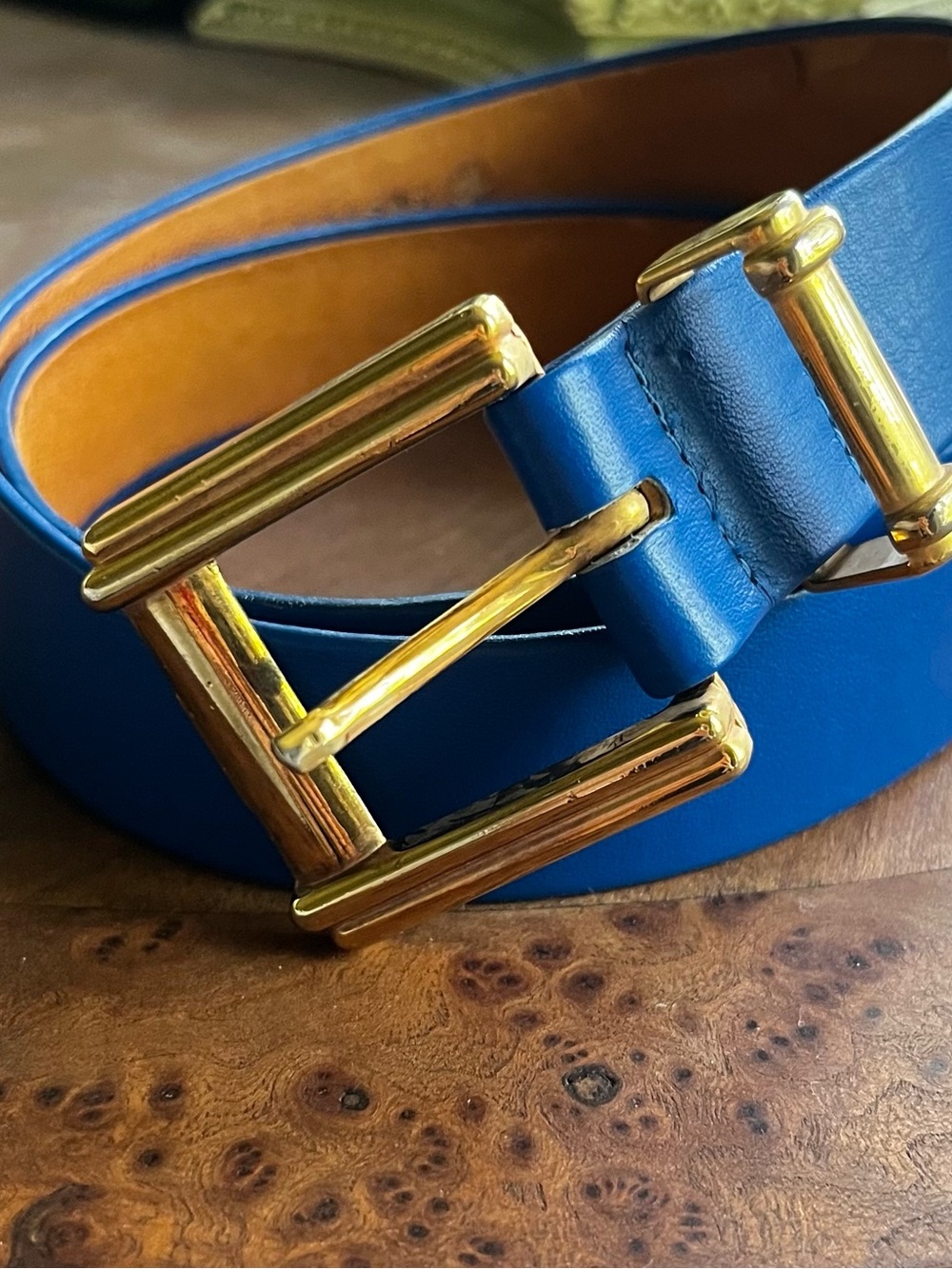 Vintage blue leather belt